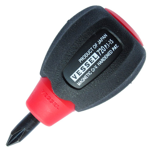 Vessel Tools Cushion Grip Stubby Screwdriver, PH1 x 15mm