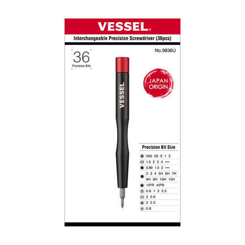 Vessel Tools Interchangeable Precision Screwdriver with 36 Piece Bits