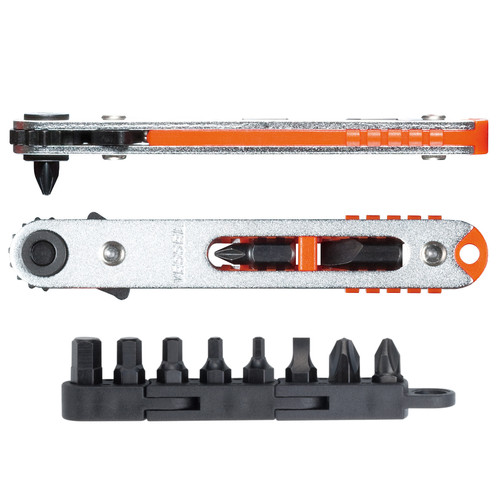 Vessel Tools Flat-Shaped Straight Ratchet Screwdriver with 11 Piece Bits