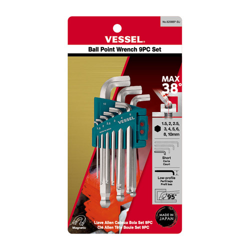 Vessel Tools Set of 9 Ball Point Short Stubby Wrench