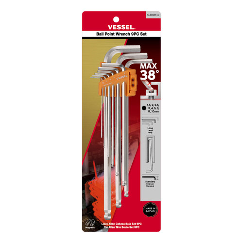 Vessel Tools Set of 9 Ball Point Long Wrench
