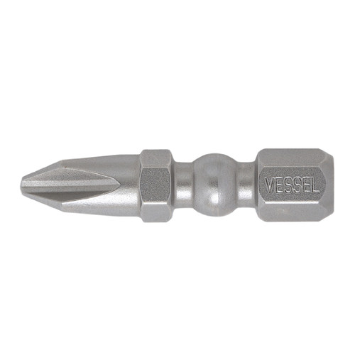 Vessel Tools Set of 15 Impact Ball Torsion Bit with Case, PH2 x 30mm