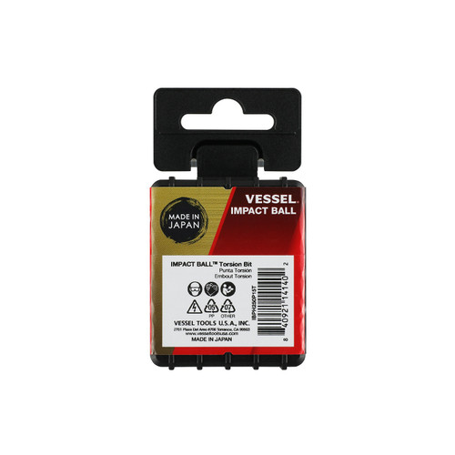 Vessel Tools Set of 15 Impact Ball Torsion Bit with Case, PH2 x 50mm