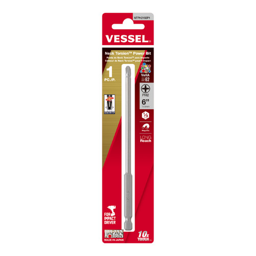 Vessel Tools Neck Torsion Power Bit No. NT, PH2 x 150mm