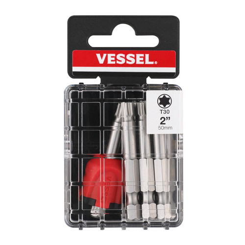 Vessel Tools Set of 10 Neck Torsion Power Bit with Magnetic Enhancer, T30 x 50mm