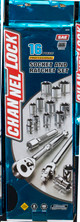Channellock Set of 18 3/8 in Drive Metric Socket with Metal Box