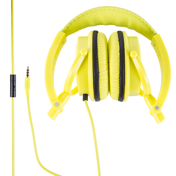 Polaroid PHP8360 Foldable Headphones w/built in microphone - Yellow