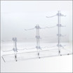 Triple Optical Frame Display Risers with 1x 2-3-4 Y-Clips in a Row.