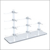 Triple Optical Frame Display Risers with 1x 2-3-4 Y-Clips in a Row.