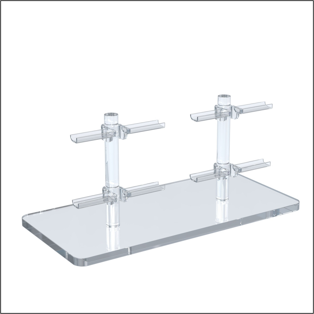 Chassis Riser Screen Double Optical Frame Display Risers with 2 x 2 Flat Clips in a Row