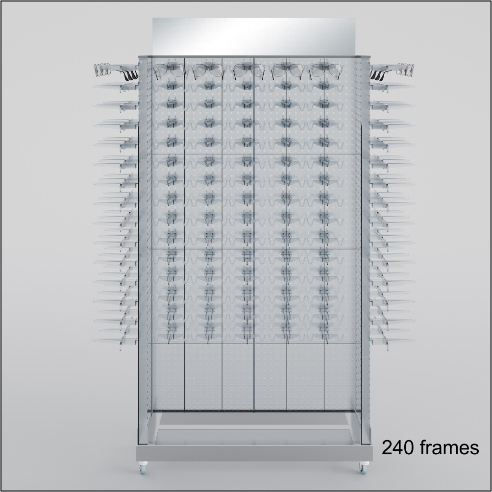 H-Unit Floortop Optical Frame Display on Wheeled Base - For 240 or 368 ...
