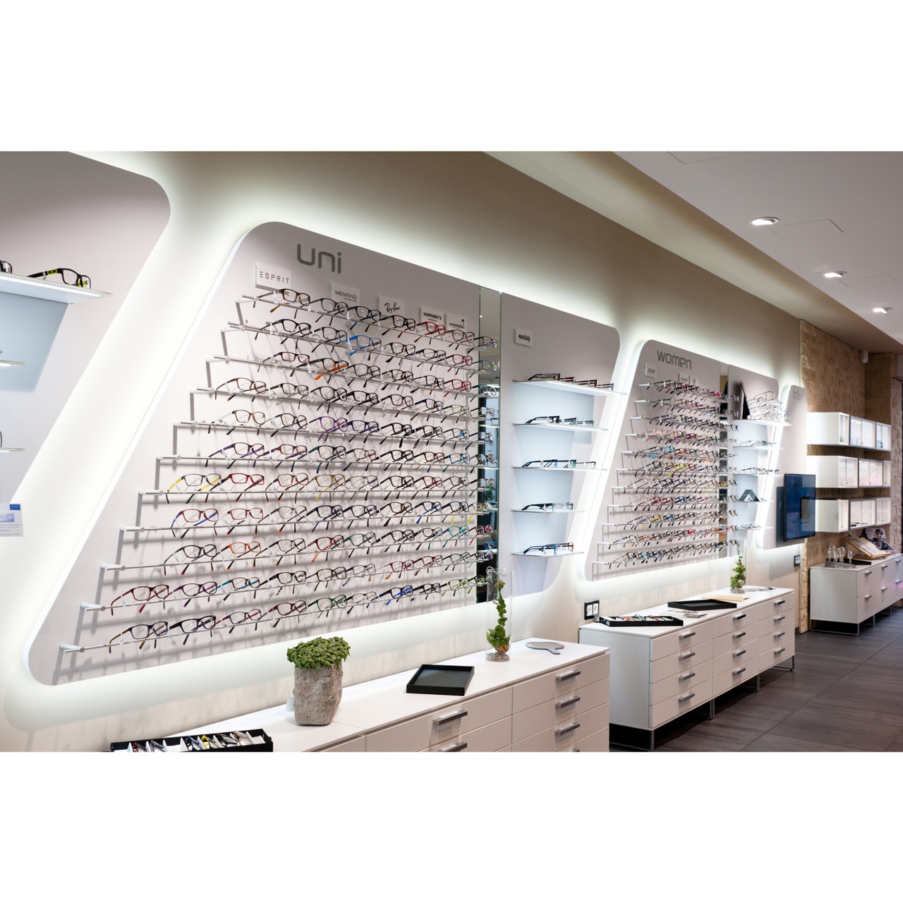 Optical Frame Display Rods PUR2 Optical Display Rod Shelf with Mirror