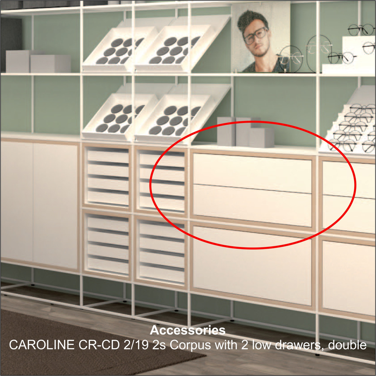 Caroline System CAROLINE Wall Display with doors CR.SET.WP..TE.GB.GPM.08