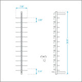 Locking DME-TXT Anodized Aluminum Optical Display & Sunglass Rod 12 positions + Mounting Set