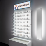 Backlit DW Wall Mount Lockable Optical Shelf Display  36.5" Wide