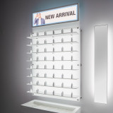 Backlit DW Wall Mount Lockable Optical Shelf Display.  36.5" Wide