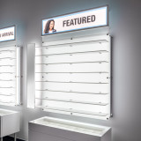 Backlit DW Wall Mount Optical Shelf Display. 36.5" Wide