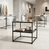 Free-standing display elements with glass top CR-SET SF-TG 01