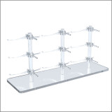 Triple Optical Frame Display Risers with 3x3 Y-Clips in a Row.