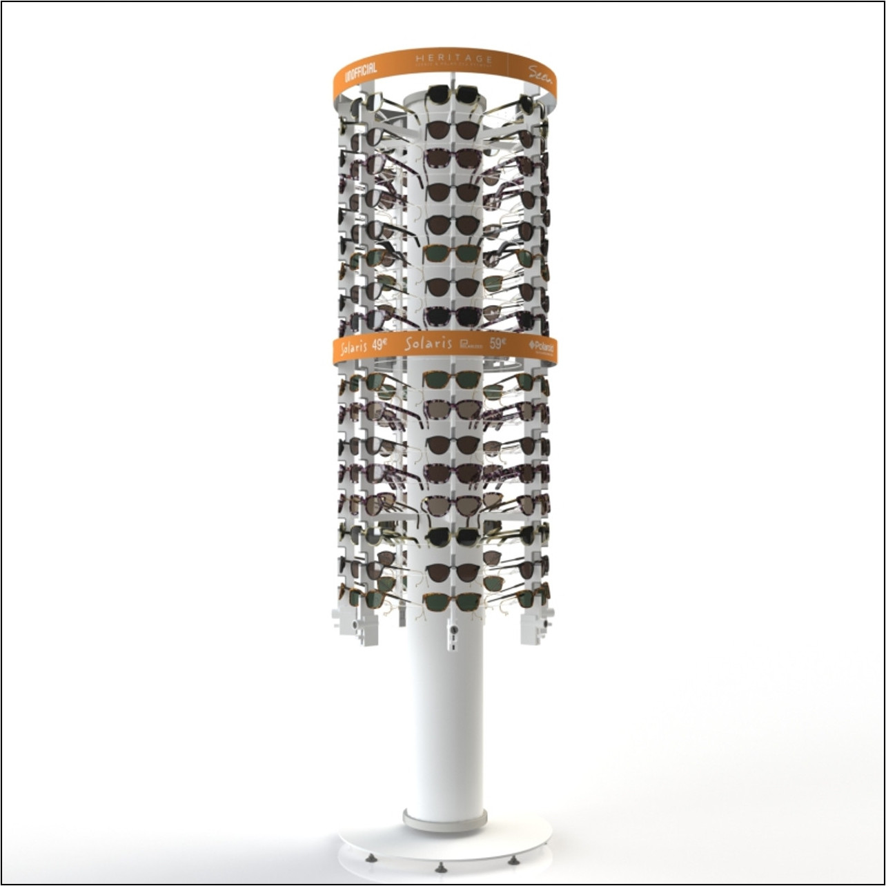 Robust Locking Rotating Optical or Sunglass Display - Spinner XL