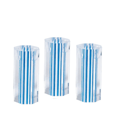 D40BLU.3 - Octagonal  Optical Frame Display Mini Towers w/ Holes Set of 3 in Clear w/Blue