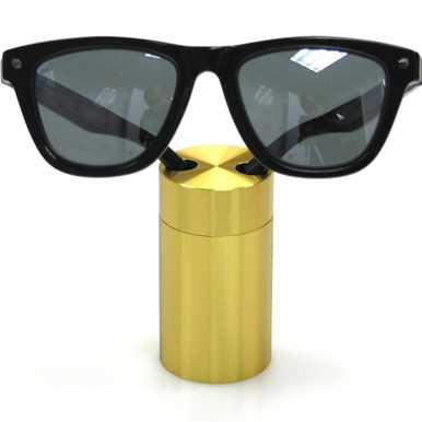 Medium Premium Solid Aluminum Cylinder - Gold Eyewear Optical Frame Display.