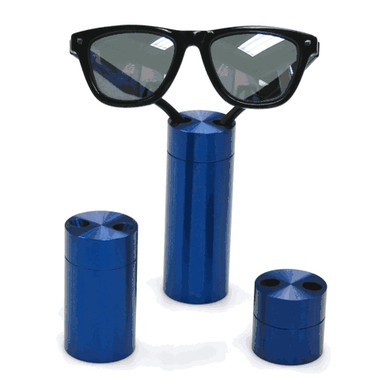 Premium Solid Aluminum Cylinder Set - Blue Eyewear Optical Frame Display.