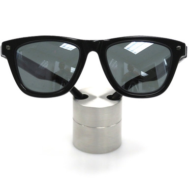 Small Premium Solid Aluminum Cylinder - Silver Eyewear Optical Frame Display.