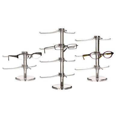 Y234.3 - Set of Three Clear Acrylic Eyewear & Optical Frame Risers With Y-Clips.