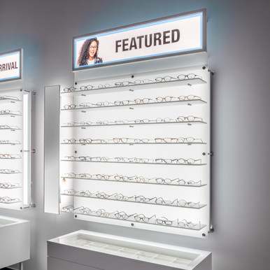 Backlit DW Wall Mount Optical Shelf Display  47.5" Wide