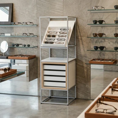 Room furniture with inclined shelves CR-SET SR-CD-ASM 04