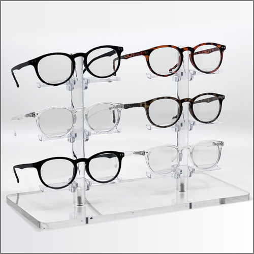 Double Optical Frame Display Risers with  2 x 3 Flat Clips in a Row