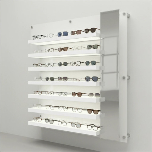 Top LED  Wall Mount Optical Frame Display Shelves with Right Mirror - DWL31-105-R  - European Made