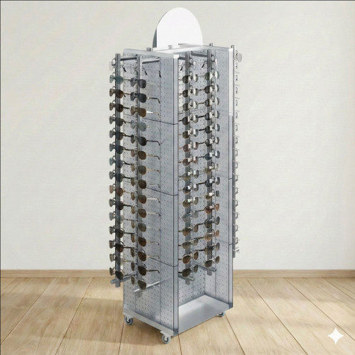 H-Unit Floortop Locking Optical Frame Display on Wheeled Base - For 128 Frames