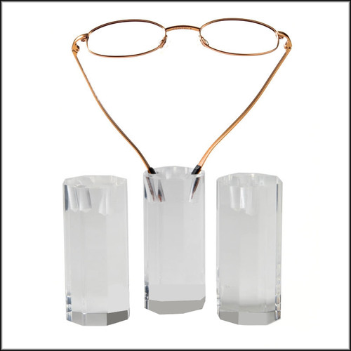 D40CLR.3 - Octagonal  Optical Frame Mini Towers w/ Holes Set of 3 in Clear