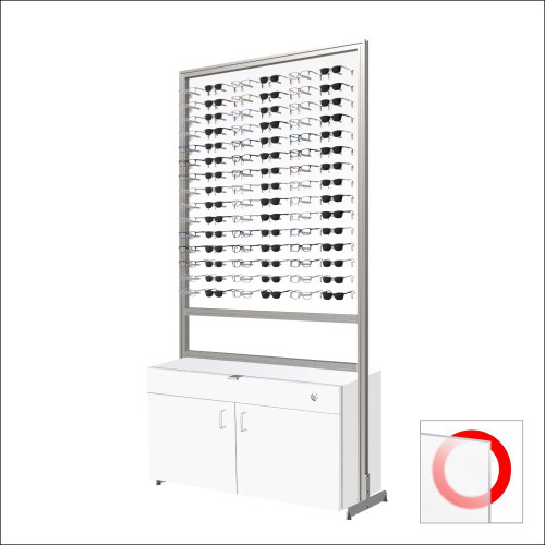 Floor-Top Optical Frame Display - ASIS DW - with White Cabinet - 90-Frame Capacity