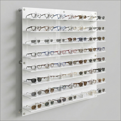 DW Wall Mount Optical Shelf Display with 8 Lockable Shelves - 47.5" Wide