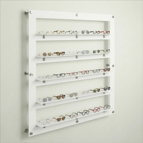 DW Wall Mount Optical Shelf Display with 5 Cutout Open Shelves - 47.5" Wide