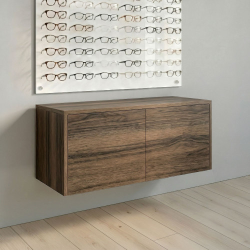 Quick-Ship 36.5" Wall-Mount Optical Cabinet – Dark Walnut