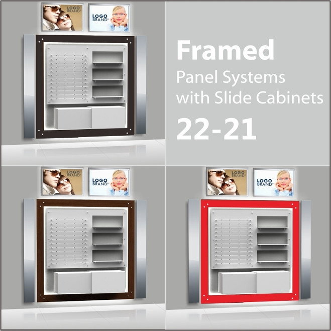 22-21 Framed  Optical Frame Display Panel System with Slide Cabinets