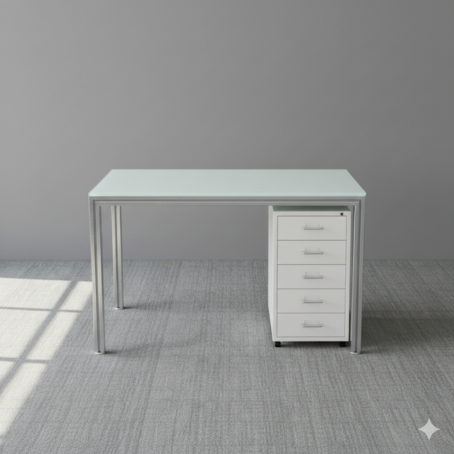 Aluminum  Optical Dispensing Table with White Cabinet
