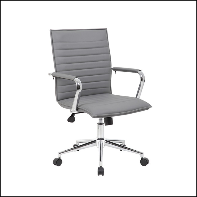 Optical Task Chair with Fixed Chrome Arms in Grey