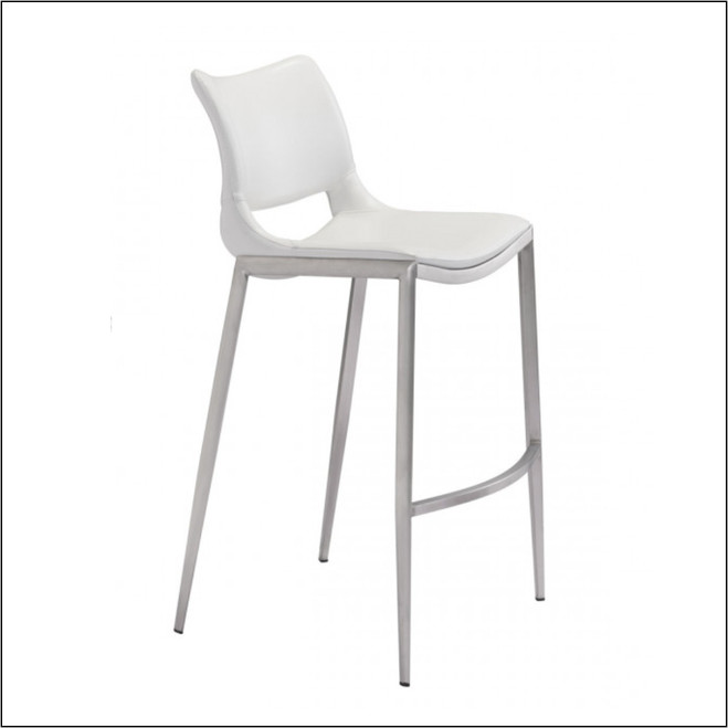 Optical - Client Bar Chairs - White & Brushed Stainless Steel