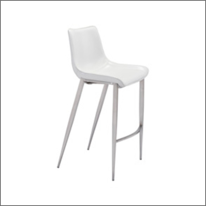 Magnus  Client Bar Chair White & Silver