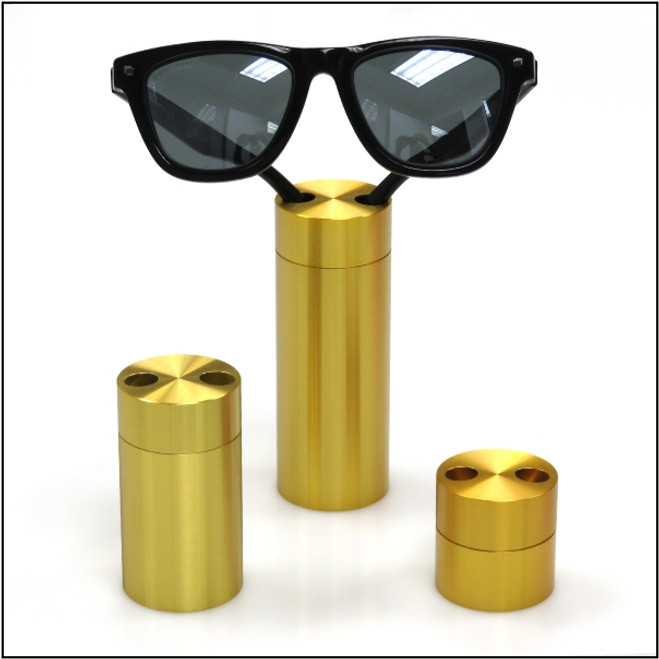 Premium Solid Aluminum Cylinder Set - Gold Eyewear Optical Frame Display