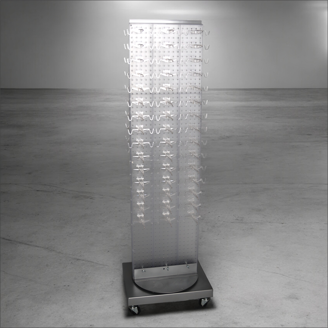 Rotating Two-Sided Optical Frame Floor Display on Wheels - For 90 or ...