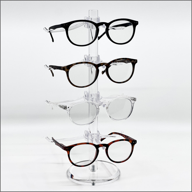 Y4 beveled base Y-clip Optical Frame & Eyewear Display Risers with regular Y-clips