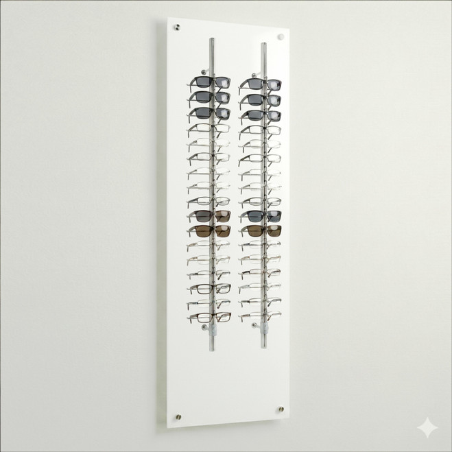 Wall Optical Display Panel with Open or Locking Rods - 19.5" x 78.75" - AP-5-20 Acrylic