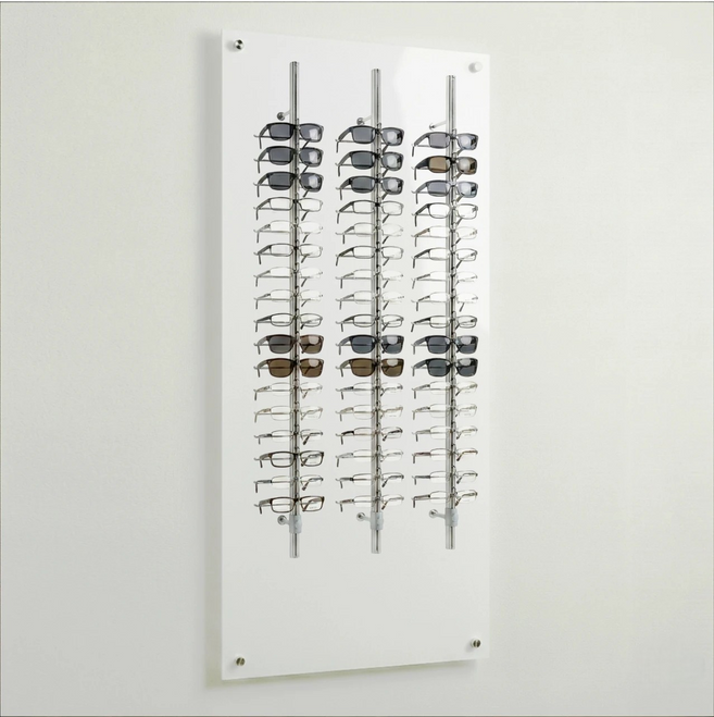 Wall Optical Display Panel with Open or Locking Rods  - 27.5" x 78.75" - AP-7-20 Acrylic