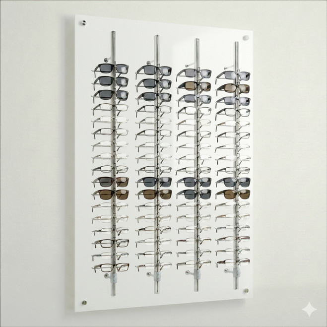 Wall Optical Display Panel with Open or Locking Rods- 35.45" x 55"-AP-9-14 Acrylic